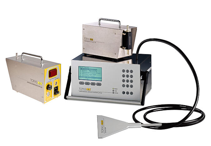 Ger&auml;teset zur Reinraumvalidierung bestehend aus Aerosolgenerator ATM 228, Verd&uuml;nnungssystem DIL 554, Probenahmesonde SYS 529 und Reinraumz&auml;hler LAP 340